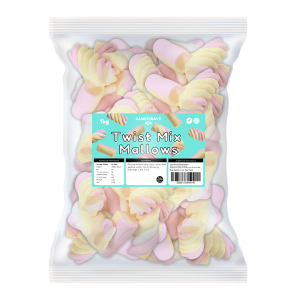 Candycrave Assorted Twist Mix Mallows - 1kg Bulk Bag