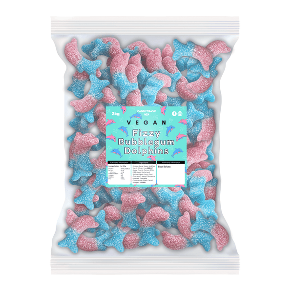 Candycrave Vegan Fizzy Bubblegum Dolphins - 2kg Bulk Bag