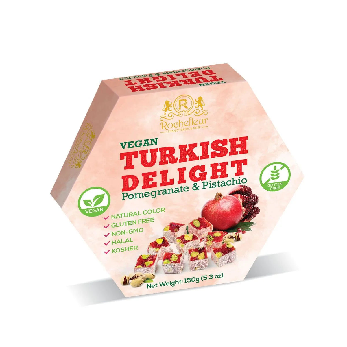 Rochefleur Pomegranate & Pistachio Turkish Delight 150g - 8 Count