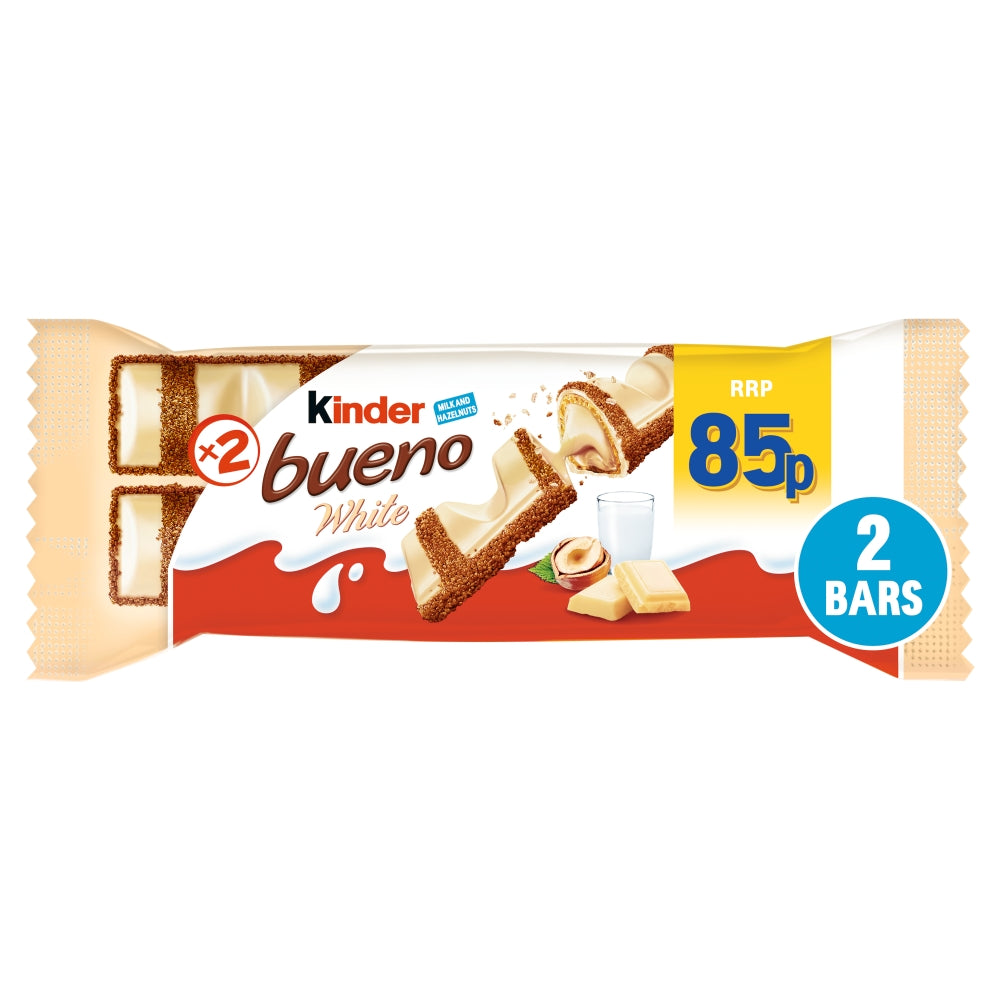 Kinder Bueno White & Hazelnuts Chocolate Bar 43g PMP 85p - 30 Count