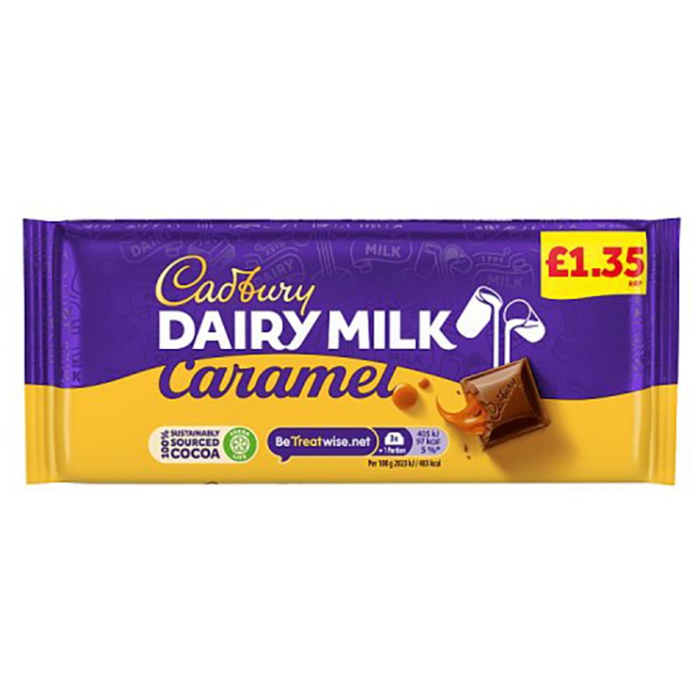 Cadbury Dairy Milk Caramel Chocolate Bar 120g PMP £1.69 - 16 Count