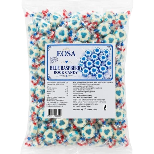 Eosa Blue Raspberry Heart Rock Candy - 1kg