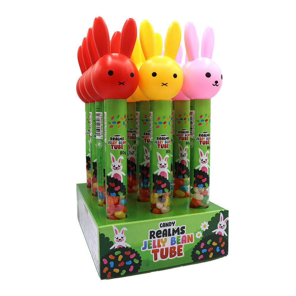 Candy Realms Jelly Beans Bunny Tubes 80g - 12 Count