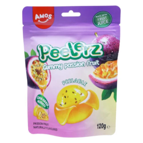 Amos Gummy Passion Fruit Peelerz 120g - 12 Count