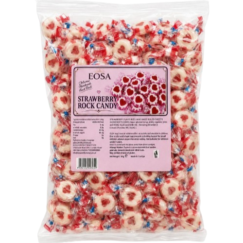 Eosa Strawberry Heart Rock Candy 1kg