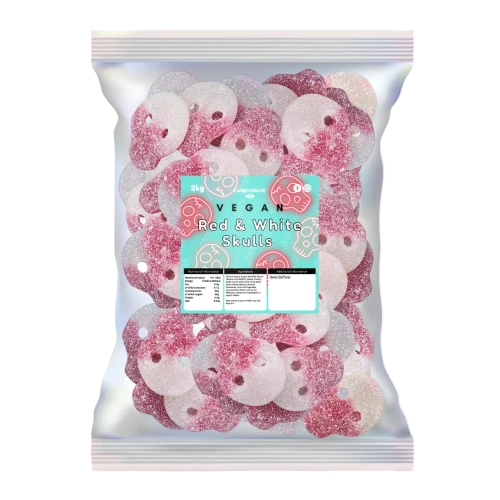 Candycrave Vegan Fizzy Red & White Skulls - 2kg
