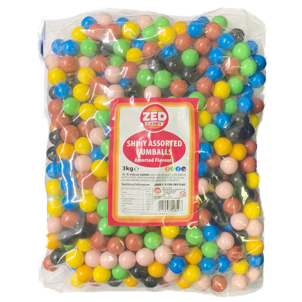 Zed Candy Shiny Assorted Gumballs - 3kg Bulk Bag