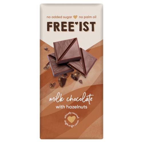 Free'ist No Added Sugar Milk Chocolate & Hazelnuts 70g - 15 Count