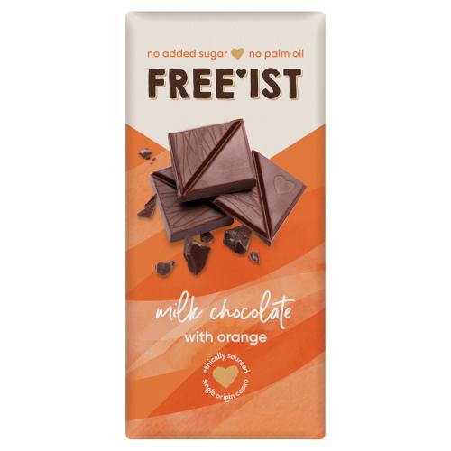 Free'ist No Added Sugar Milk Chocolate & Orange 70g - 15 Count