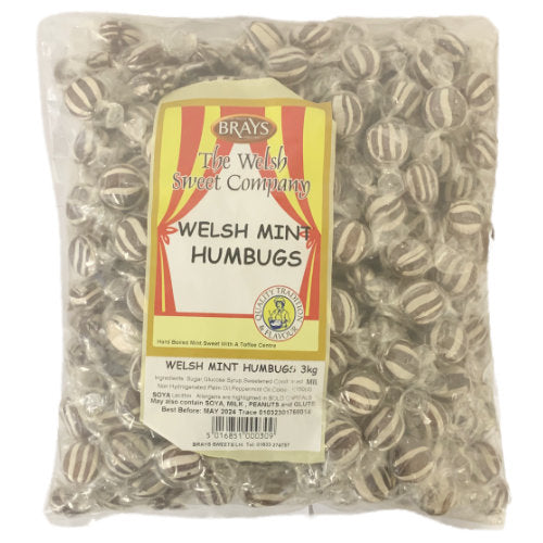 Brays Mint Humbugs Wrapped - 3kg Bulk Bag