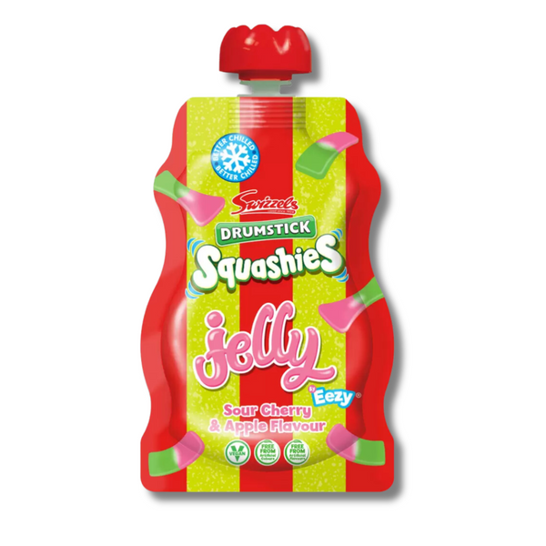 Swizzels Sour Apple & Cherry Squashies Jelly Pouch 80g - 12 Count