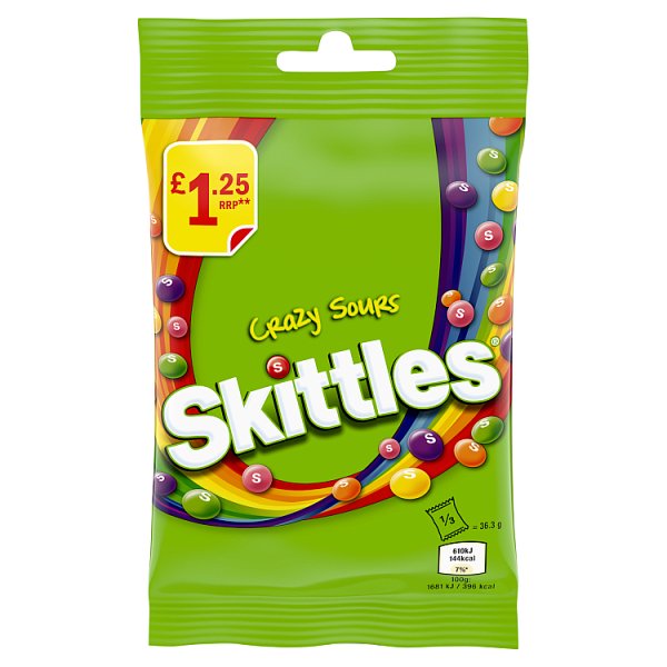 Skittles Crazy Sour 109g Bag PMP £1.25 - 14 Count