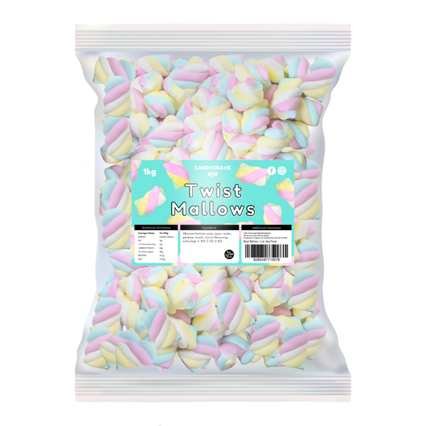 Candycrave Small Twist Cables Mallows - 1kg Bulk Bag