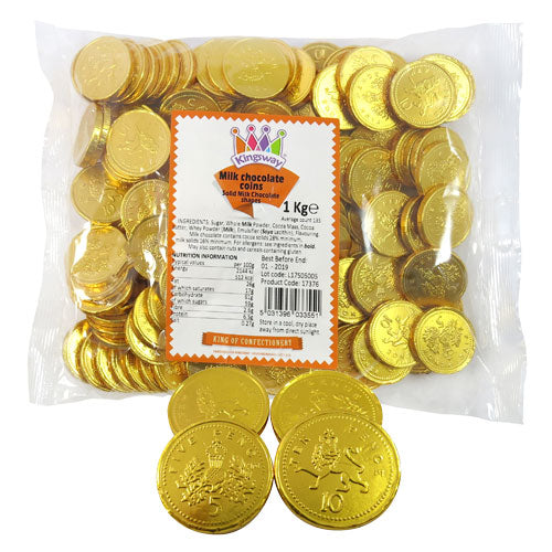 Gold Milk Chocolate Sterling UK Coins - 1kg Bulk Bag