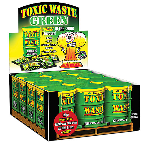 green toxic waste candy drums