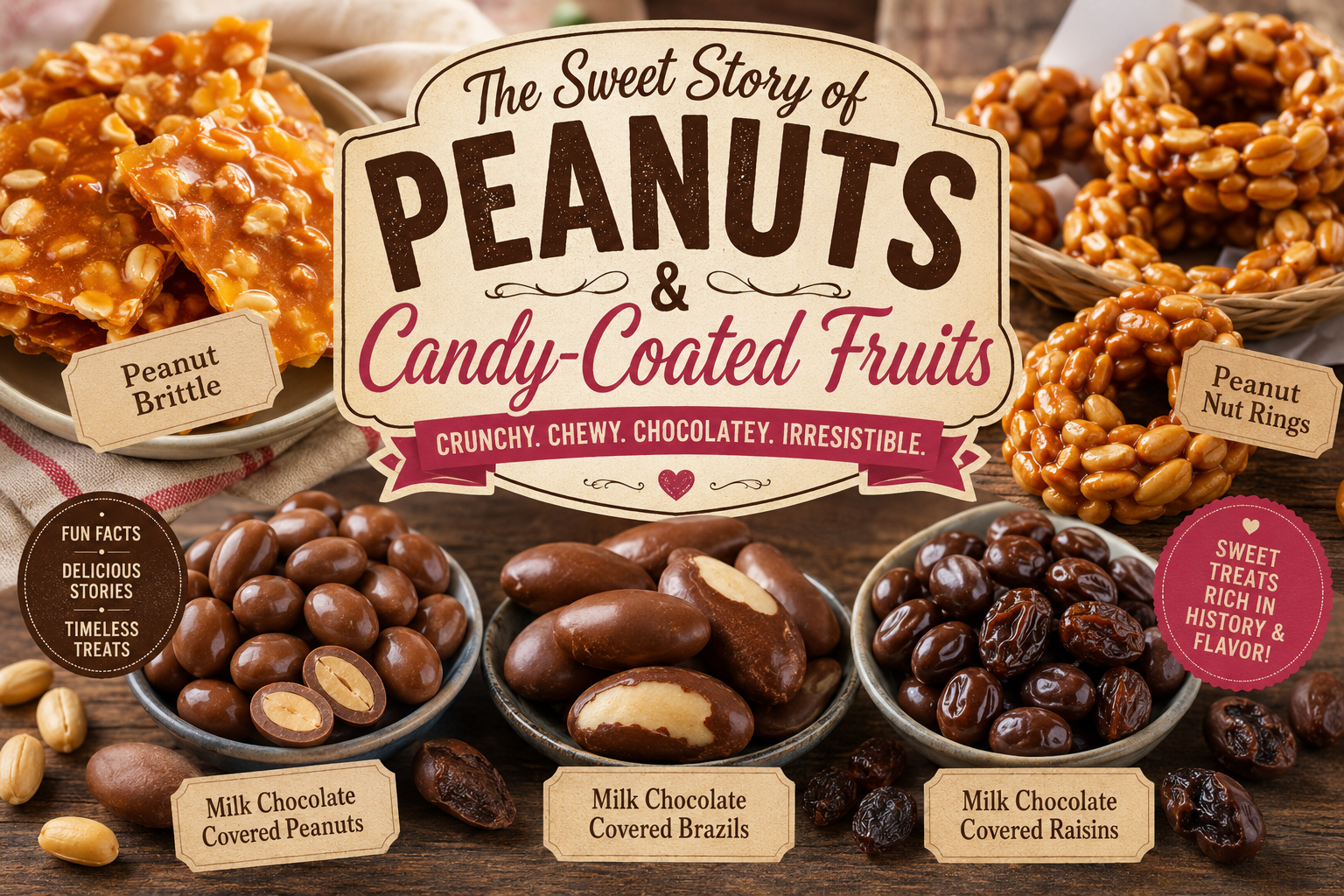 Chcoolate peanuts and fruits