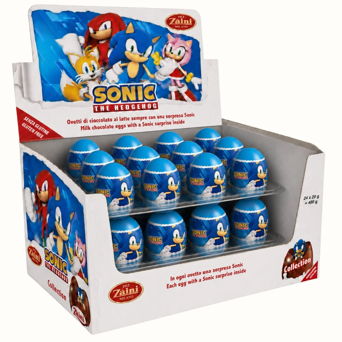 Zaini Chocolate Sonic The Hedgehog Surprise Eggs 20g - 24 Count