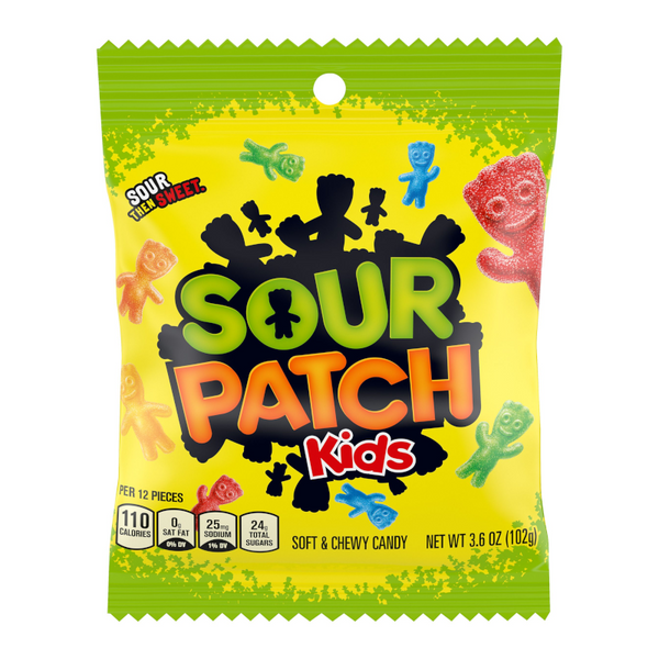Sour Patch Kids Original Peg Bag 102g - 12 Count