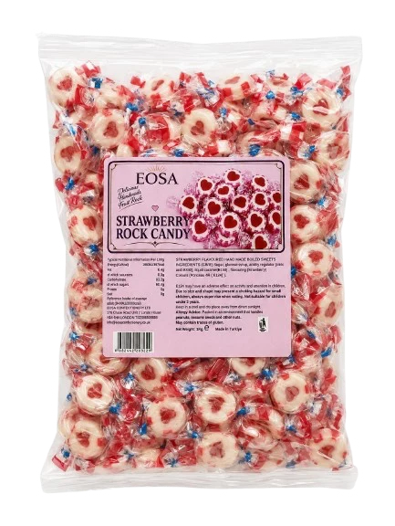 Eosa Strawberry Heart Rock Candy - 1kg