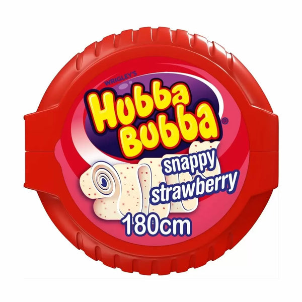Hubba Bubba Snappy Strawberry Bubble Gum Mega Long Tape 56g - 12 Count