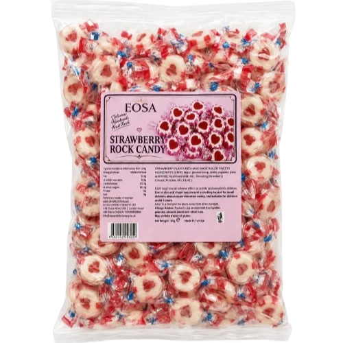 Eosa Strawberry Heart Rock Candy - 1kg