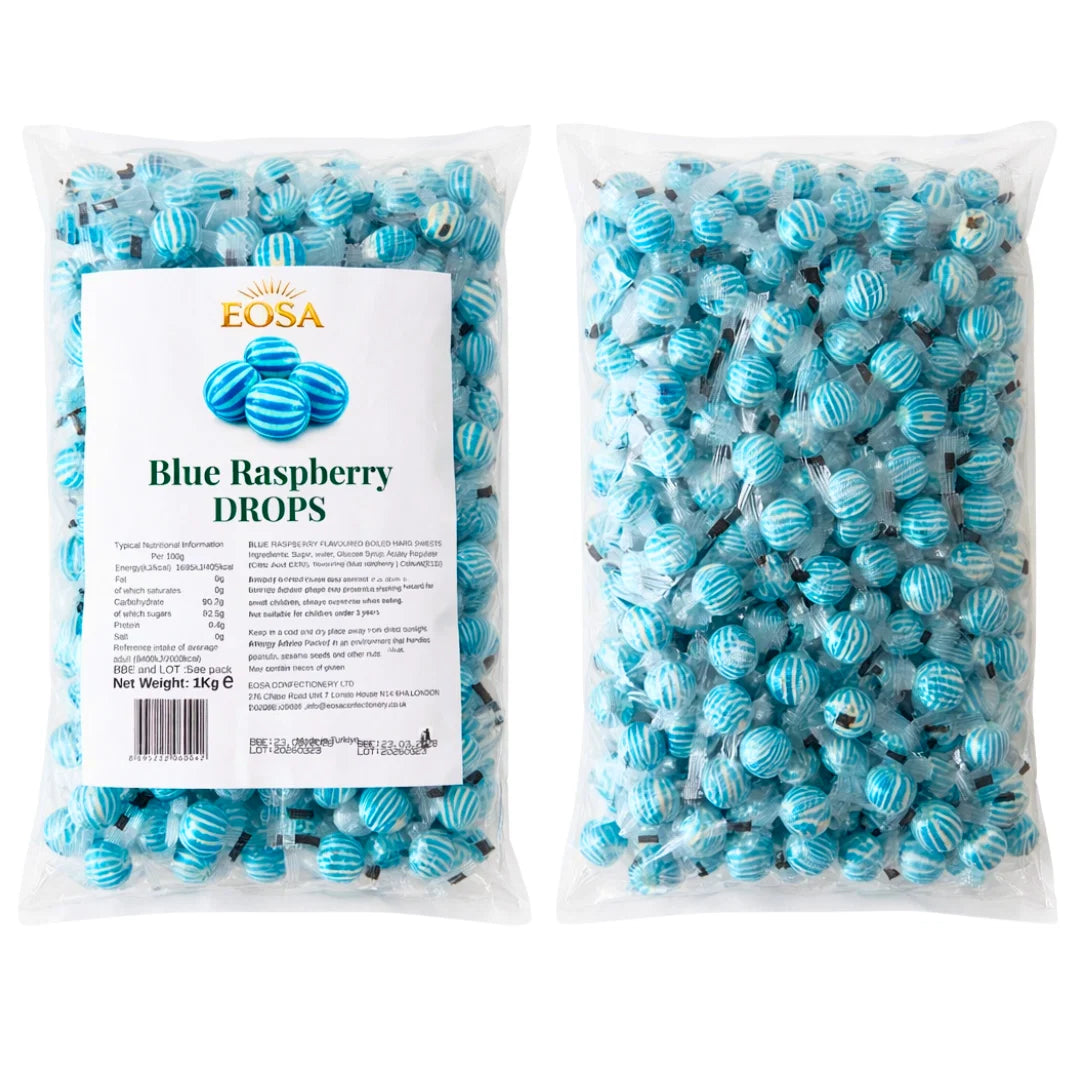 Eosa Blue Raspberry Drops Hard Boiled Candy - 1kg