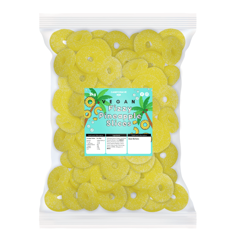 Candycrave Vegan Fizzy Pineapple Slices - 2kg Bulk Bag