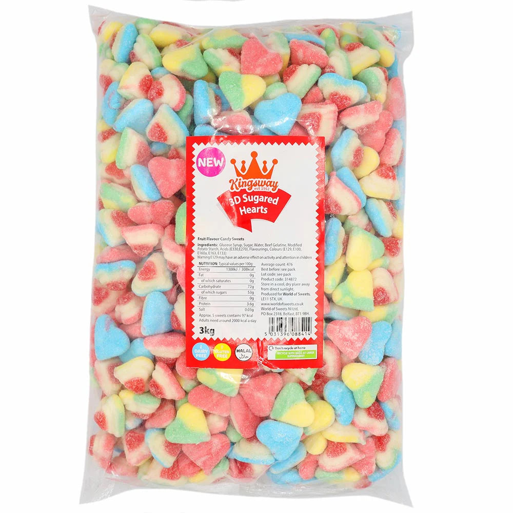 Kingsway 3D Sugared Hearts - 3kg