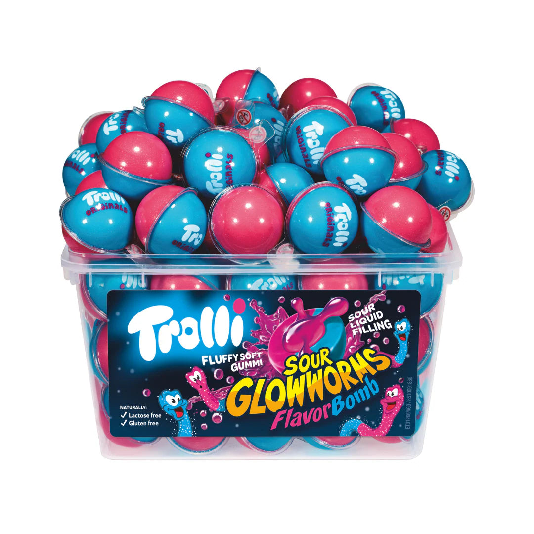 Trolli Sour Glow Worms Flavorbomb 3D Candy - 60 Count