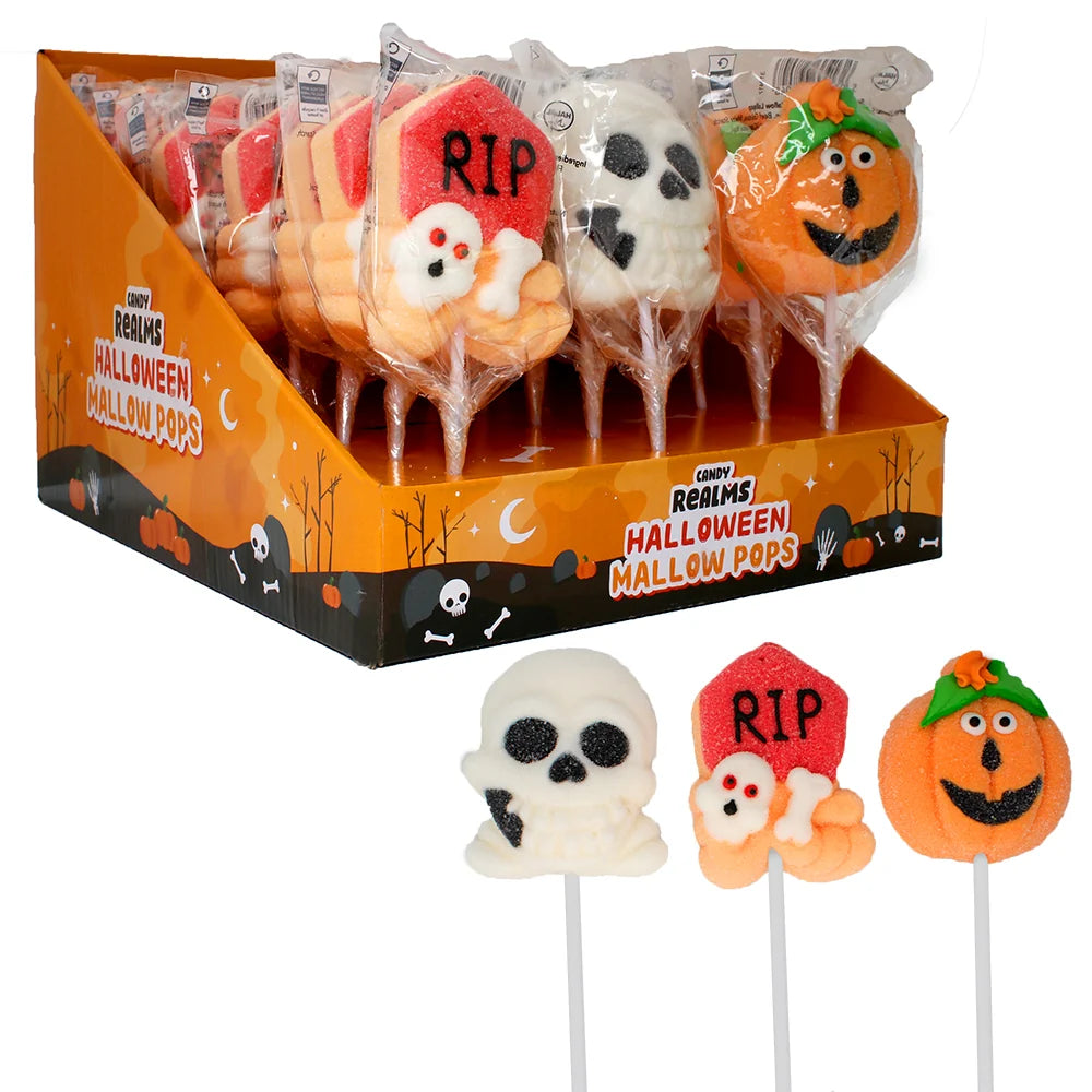 Candy Realms Halloween Mallow Pops 40g - 24 Count