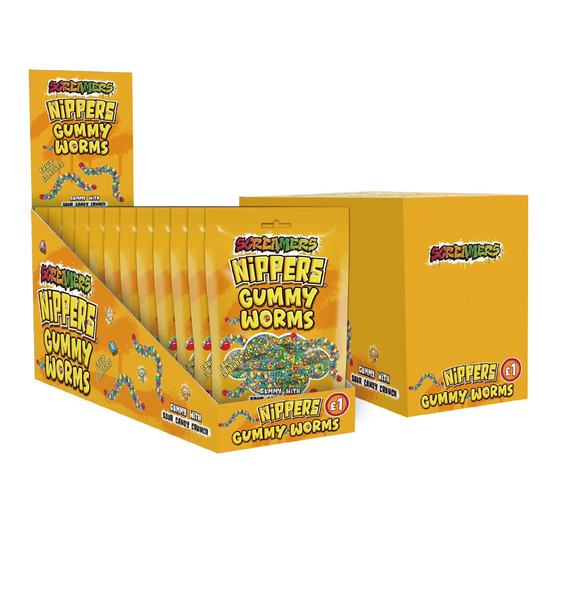 Zed Candy Screamers Nippers Gummy Worms 75g - 12 Count