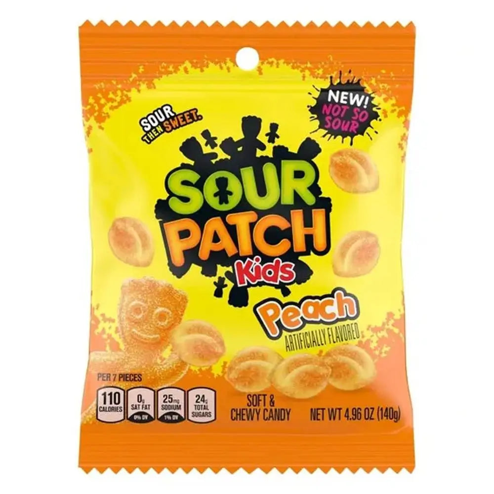 Sour Patch Kids Peach Peg Bag 102g - 12 Count