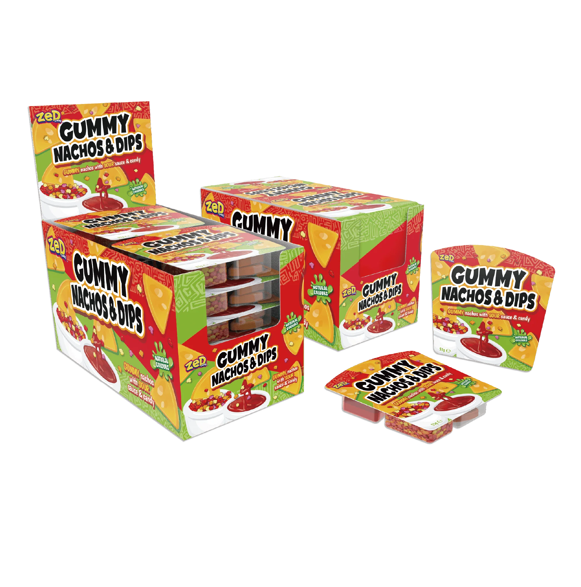 Zed Candy Gummy Nachos & Dips 51g - 12 Count