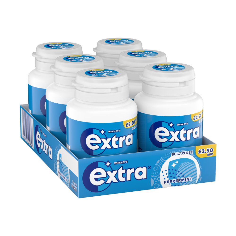 Wrigley's Extra Peppermint Sugarfree Chewing Gum Bottle PMP £2.50 - 6 Count
