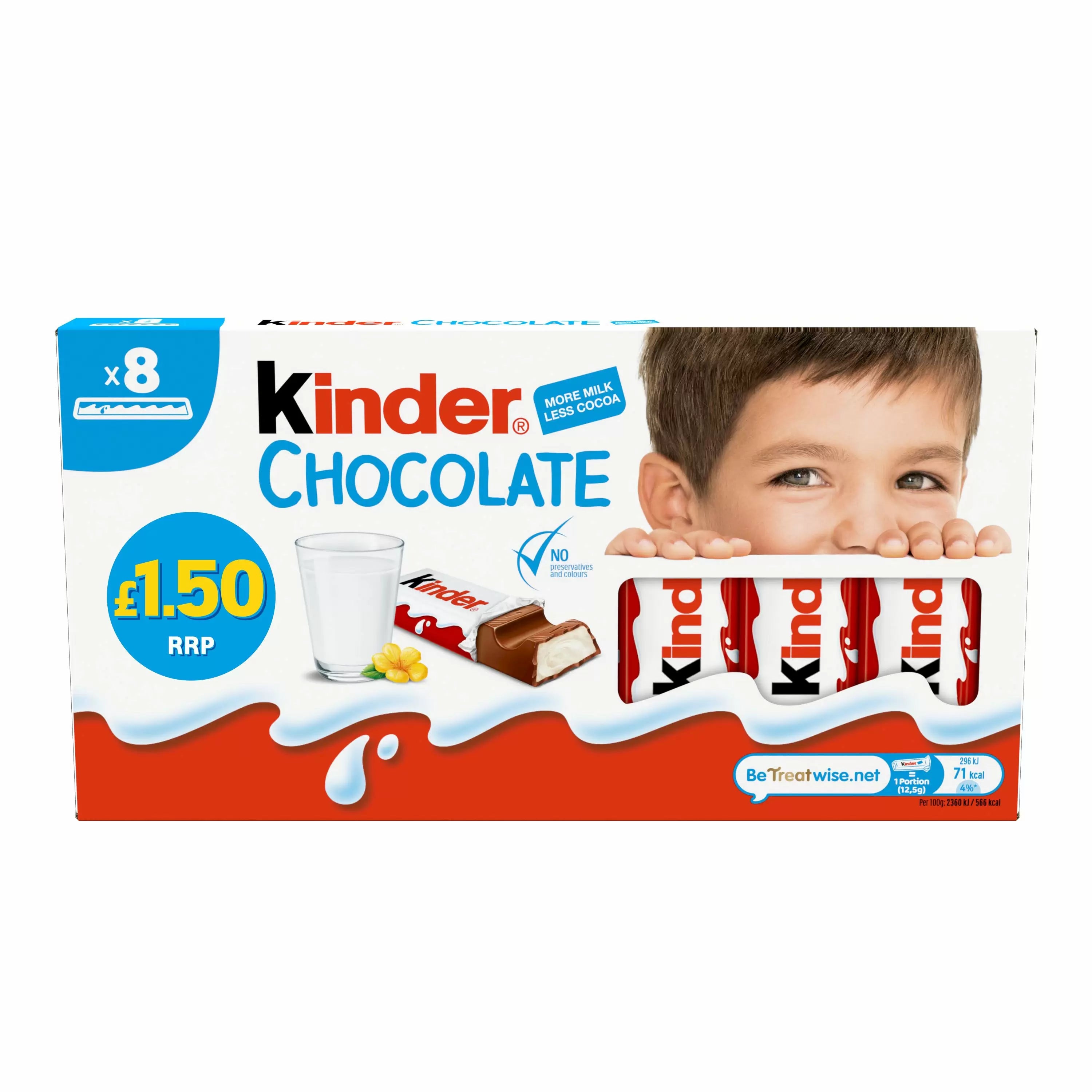 Kinder Chocolate Small Bars 8pk 100g PMP £1.65 - 10 Count