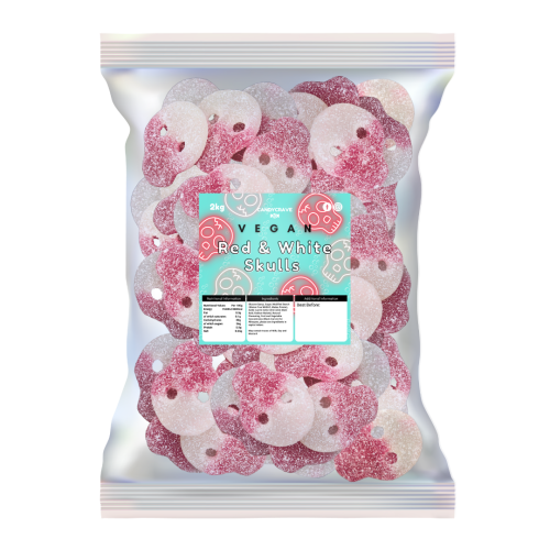 Candycrave Vegan Fizzy Red & White Skulls - 2kg