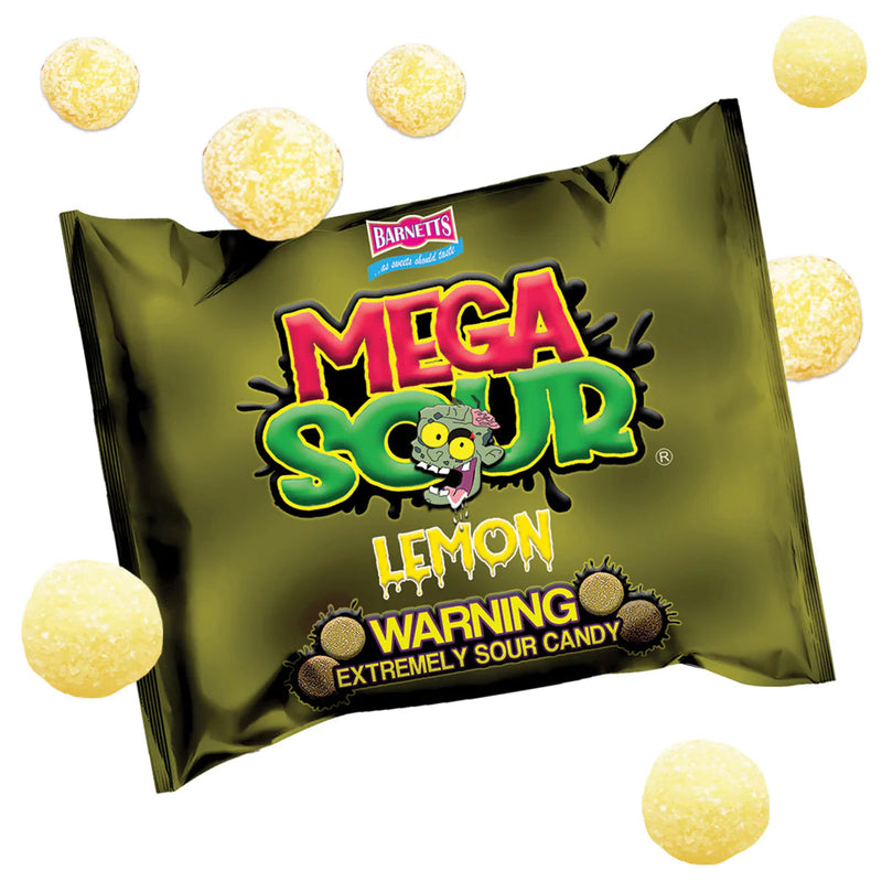 Barnett's Mega Sour Lemon Candy Bags 104g - 12 Count