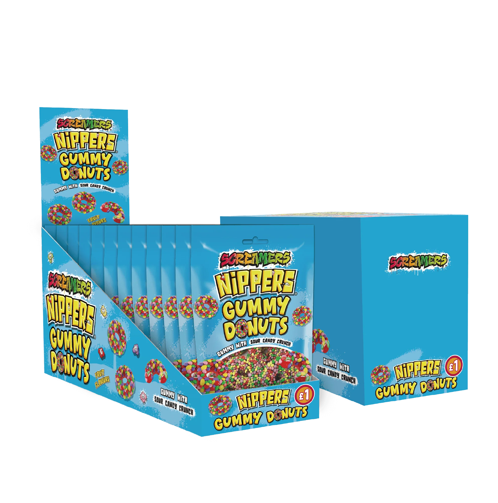 Zed Candy Screamers Nippers Gummy Donuts 75g - 12 Count
