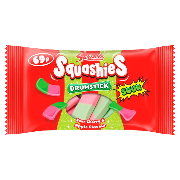 Swizzels Sour Cherry & Apple Drumstick Squashies PM 69p - 30 Count