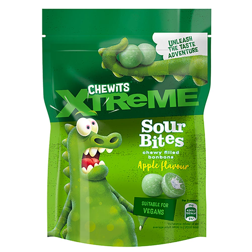 Chewits Xtreme Apple & Lemon Sour Bites 115g - 10 Count