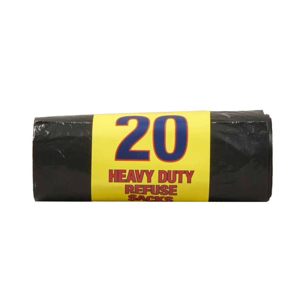 Heavy Duty Black Bin Bags Refuse Sacks - 20 Count