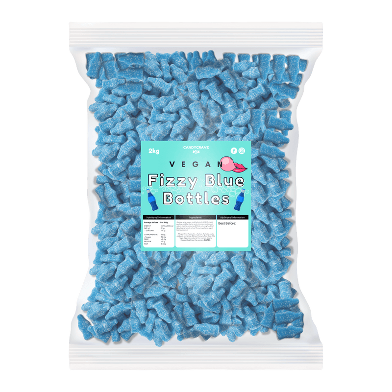 Candycrave Vegan Fizzy Blue Bottles - 2kg Bulk Bag