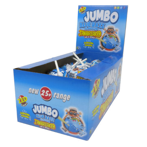 Zed Candy JUMBO Blue Razz Jawbreakers - 36 Count