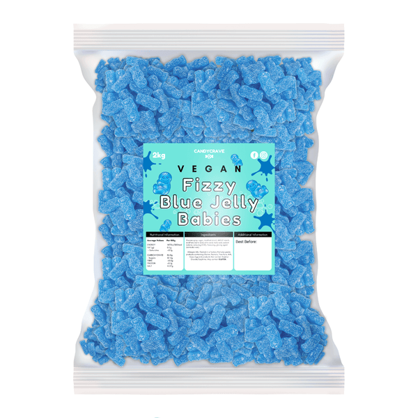 Candycrave Vegan Fizzy Blue Jelly Babies - 2kg Bulk Bag