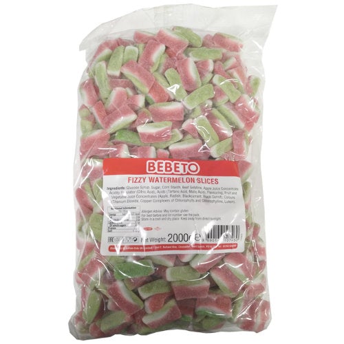 Bebeto Halal Fizzy Watermelon Slices - 2kg Bulk Bag