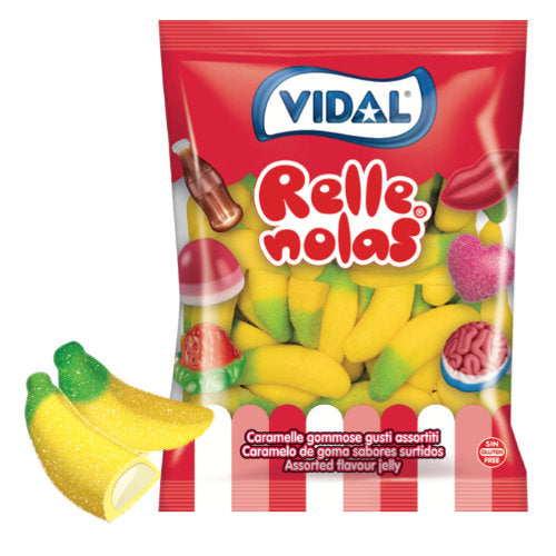 Vidal Jelly Filled Bananas - 1kg Bulk Bag