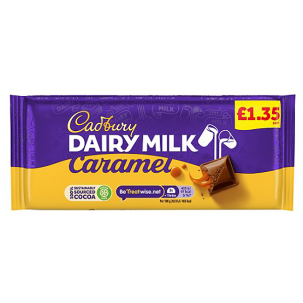 Cadbury Dairy Milk Caramel Chocolate Bar 120g PMP £1.35 - 16 Count
