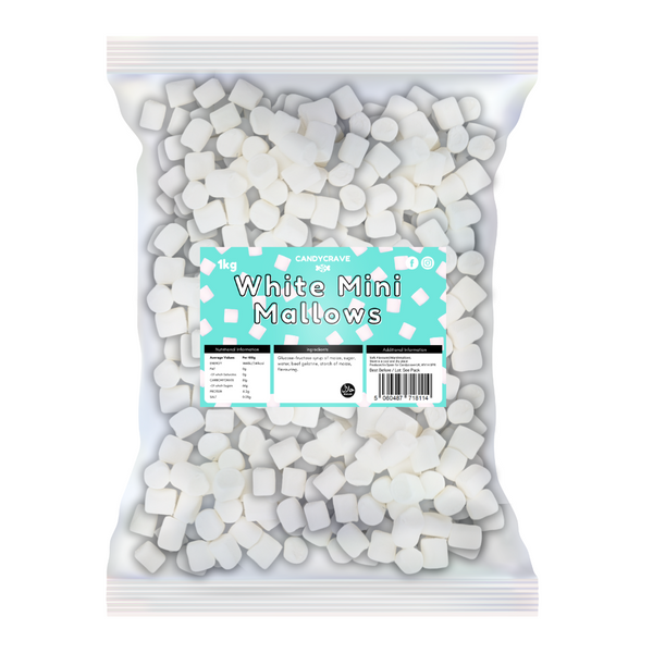Candycrave White Mini Mallows - 1kg Bulk Bag