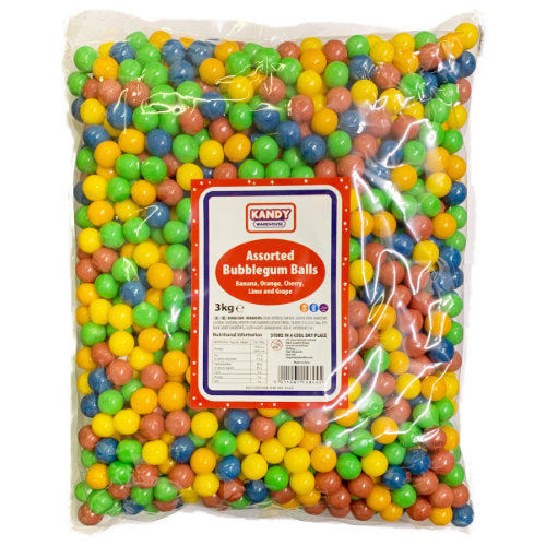 Zed Candy Assorted Bubblegum Balls (Approx. 1200 Count) - 3kg Bulk Bag