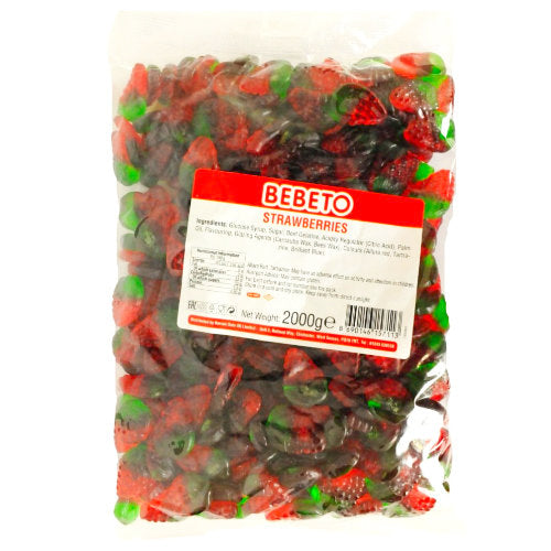 Bebeto Halal Jelly Strawberries - 2kg Bulk Bag